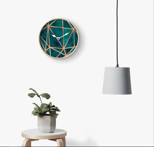 Emerald & Copper Geo Wall Clock