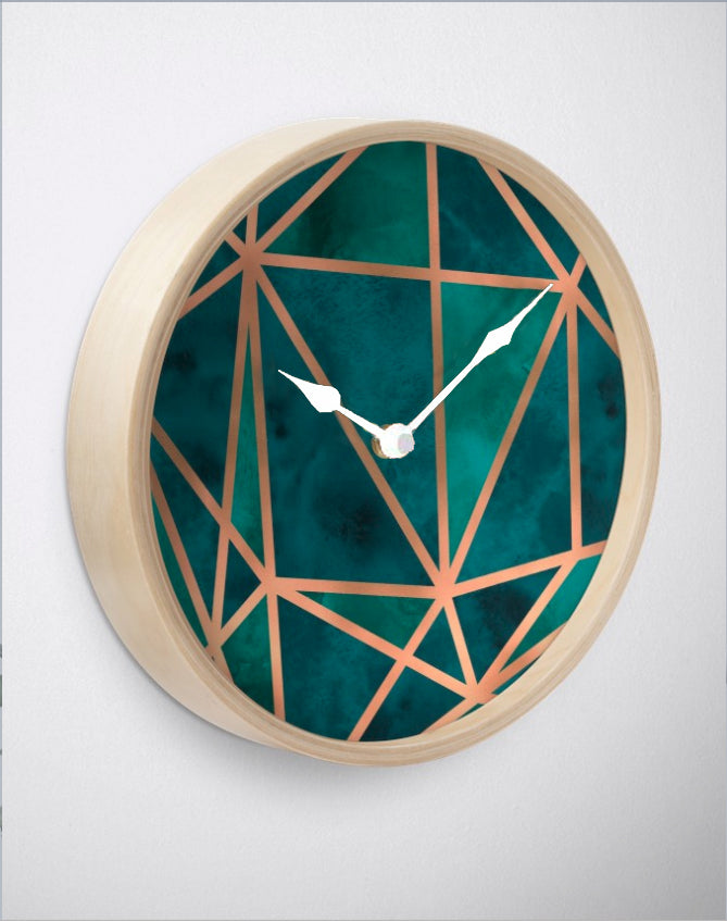 Emerald & Copper Geo Wall Clock