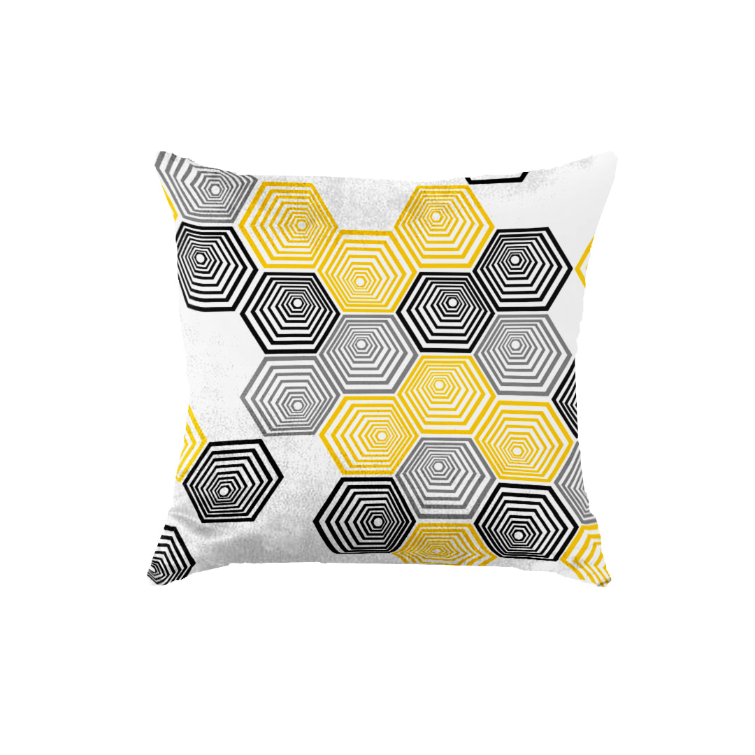 SuperSoft Yellow & Black Hexagon Throw Cushion